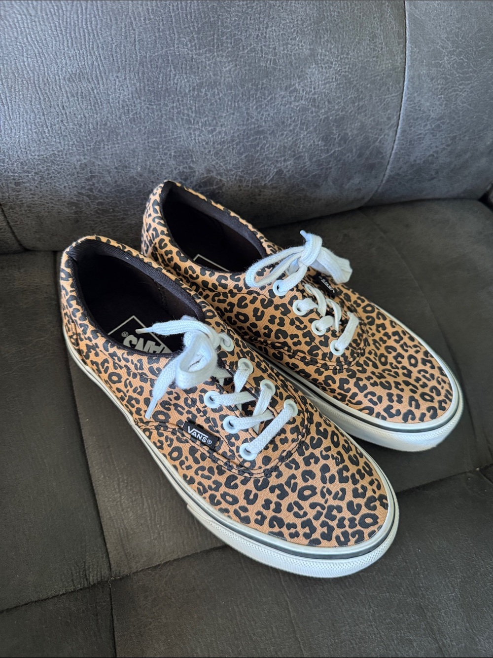 Vans Leopard Canvas Sneakers - Tan and Black